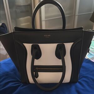 Celine Black and White Mini Luggage Tote